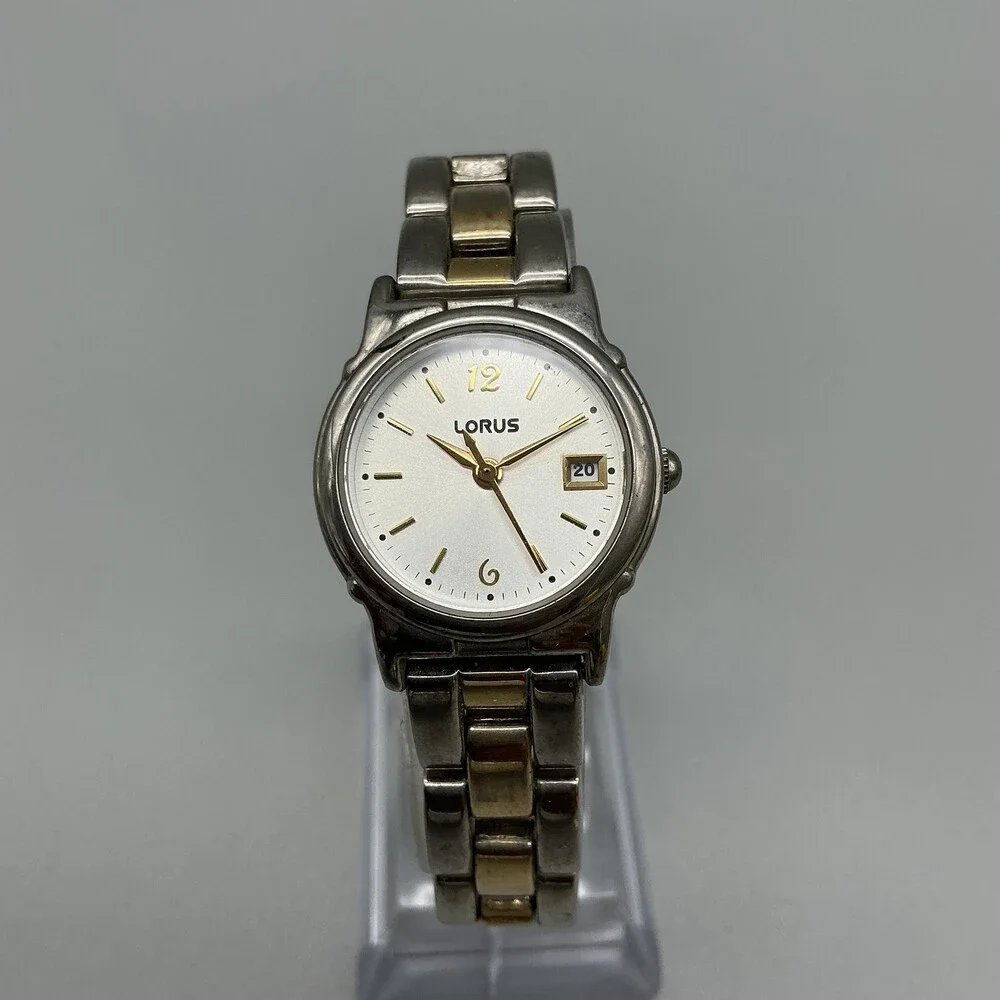 Lorus LR9228 Womens Watch 25mm Silver Dial Two Tone Date New Battery 7.5